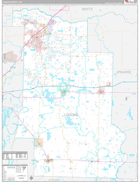 Lonoke County, AR Zip Code Map