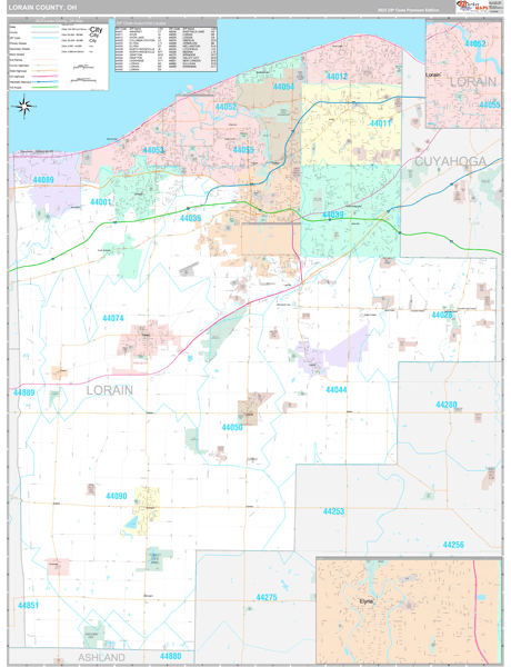 Lorain County, OH Wall Map
