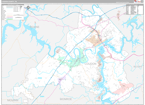 Loudon County, TN Zip Code Map