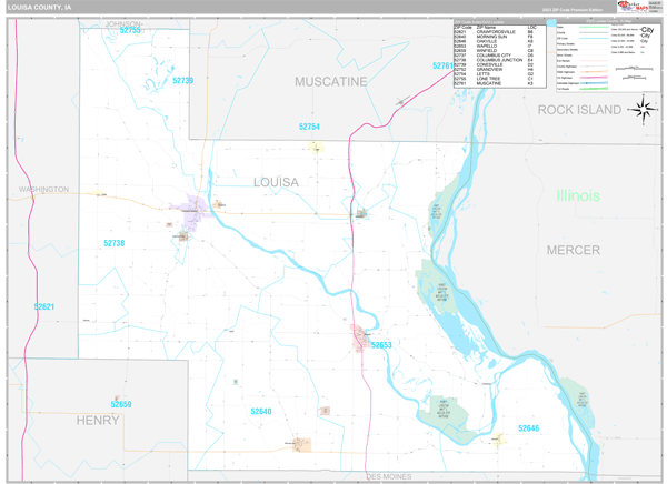Louisa County, IA Wall Map
