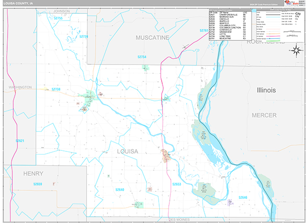 Louisa County, IA Wall Map