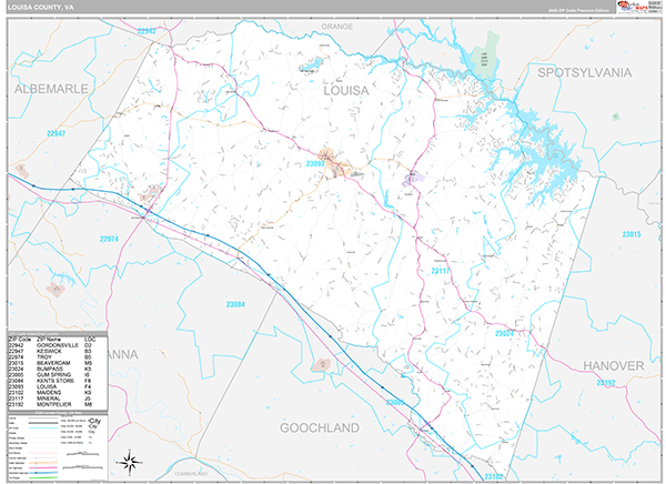 Louisa County, VA Wall Map