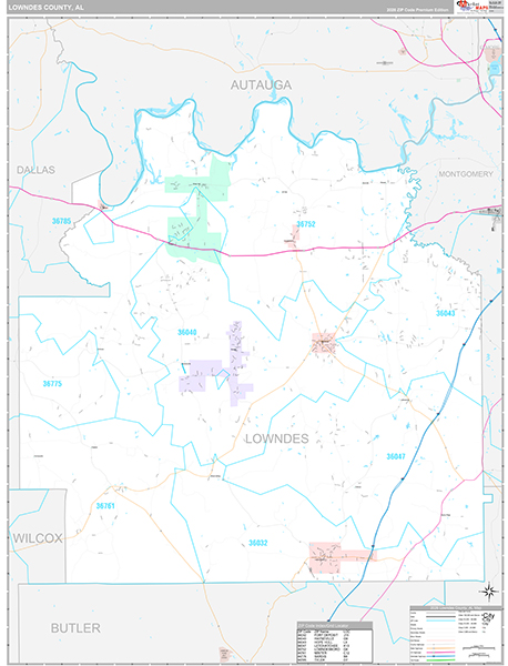 Lowndes County, AL Zip Code Map