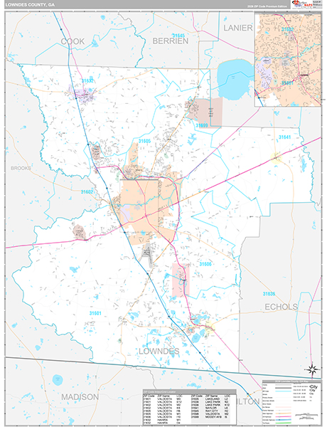 Lowndes County, GA Zip Code Map