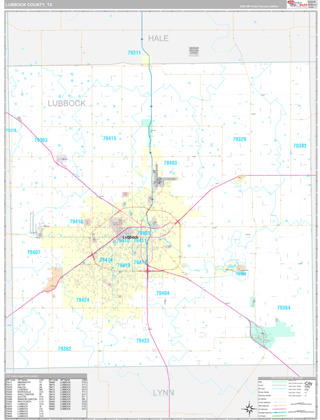 Lubbock County, TX Wall Map
