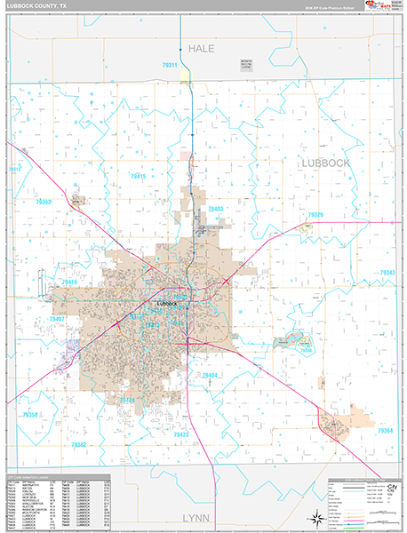 Lubbock County, TX Wall Map