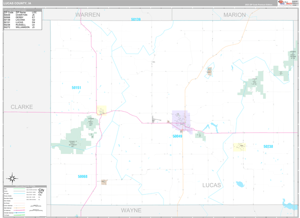 Lucas County Wall Map Premium Style