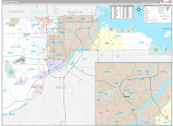 Lucas County, OH Wall Map