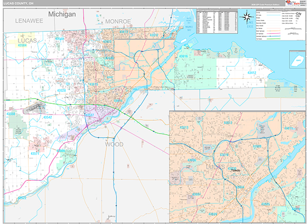 Lucas County, OH Zip Code Map