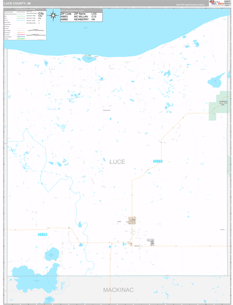 Luce County, MI Carrier Route Wall Map