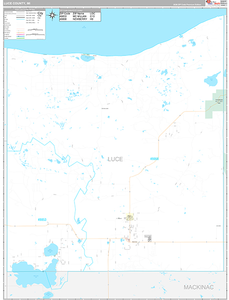 Luce County, MI Zip Code Map