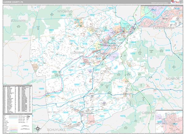 Luzerne County, PA Wall Map Premium Style