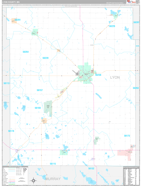 Lyon County, MN Carrier Route Wall Map