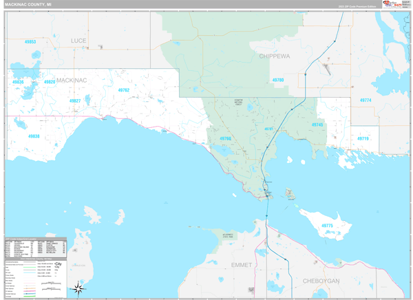 Mackinac County, MI Zip Code Map