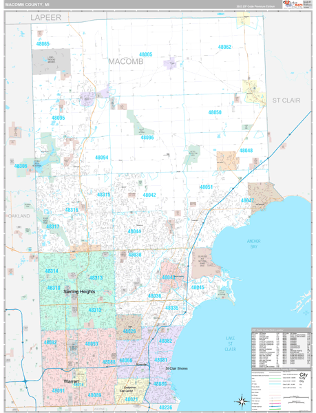 Macomb County, MI Wall Map Premium Style by MarketMAPS - MapSales