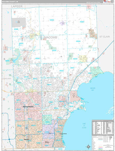 Macomb County, MI Zip Code Map