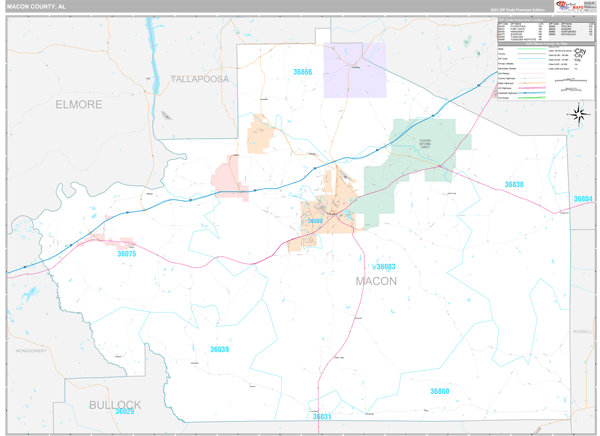 Macon County, AL Wall Map
