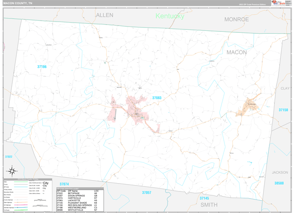 Macon County, TN Wall Map