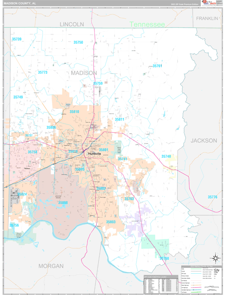 Madison County, AL Wall Map