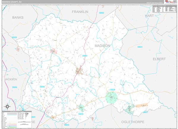 Madison County, GA Zip Code Map