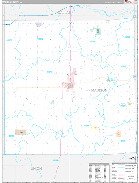 Madison County, IA Carrier Route Wall Map