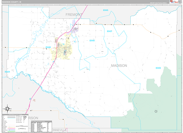 Madison County, ID Wall Map