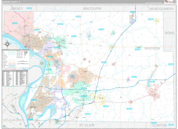 Madison County, IL Wall Map