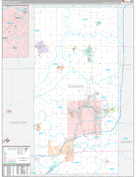 Madison County, IN Zip Code Map