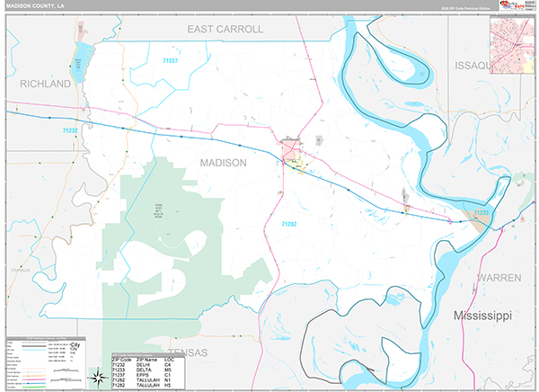 Madison County, LA Wall Map