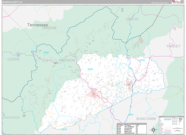 Madison County, NC Wall Map