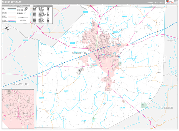 Madison County, TN Zip Code Map
