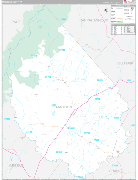 Madison County, VA Wall Map