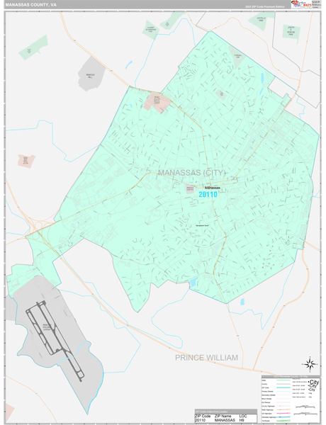 Manassas County, VA Wall Map