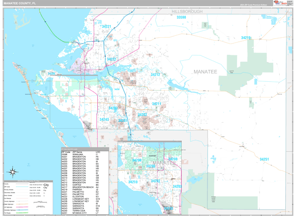 Manatee County Fl Map Premium Style