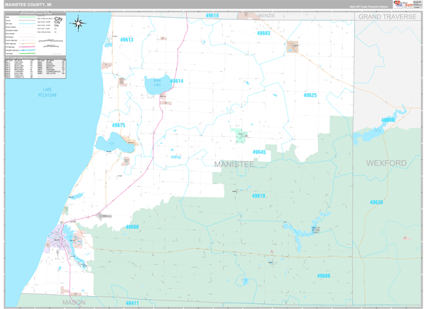 Manistee County, MI Zip Code Map