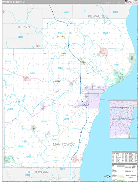 Manitowoc County, WI Wall Map