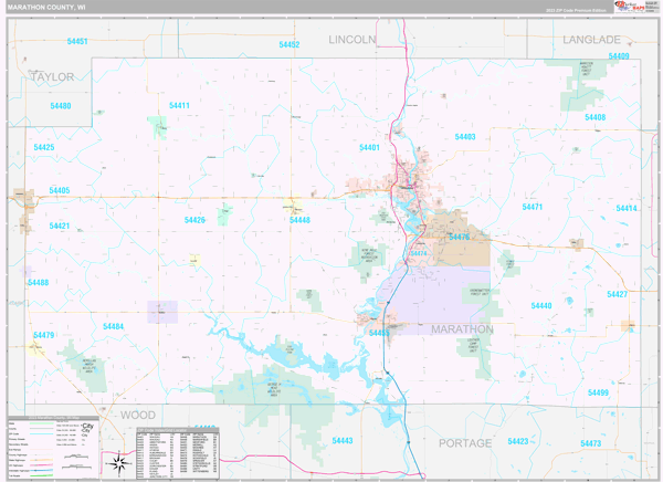 Marathon County, WI Zip Code Map