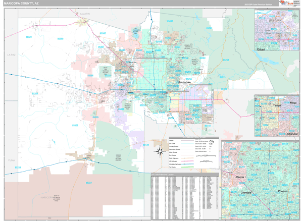 Maricopa County, AZ Carrier Route Wall Map