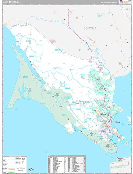 Marin County, CA Map Premium Style