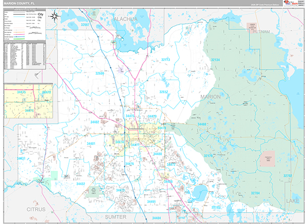 Marion County, FL Wall Map