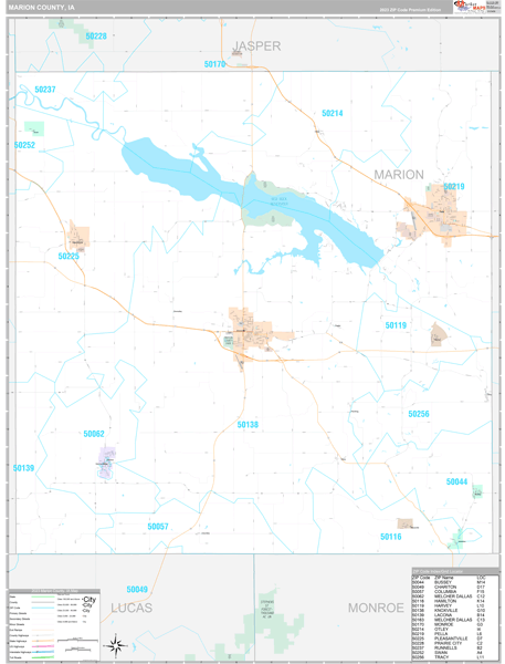 Marion County, IA Wall Map Premium Style