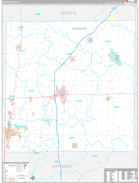 Marion County, IL Wall Map
