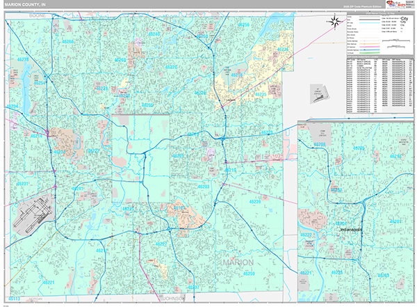 Marion County, IN Zip Code Map