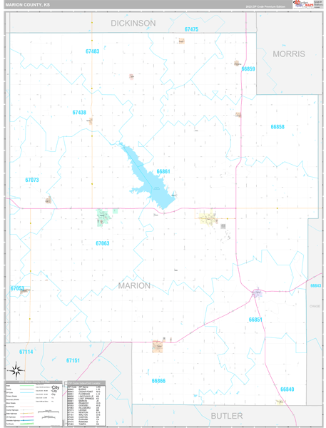 Marion County, KS Zip Code Map