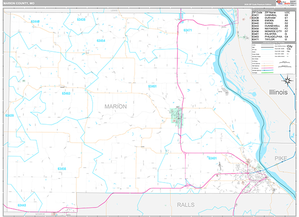 Marion County, MO Map Premium Style