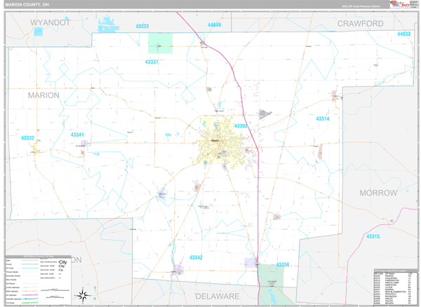 Marion County, OH Wall Map