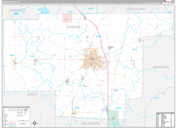 Marion County, OH Zip Code Map