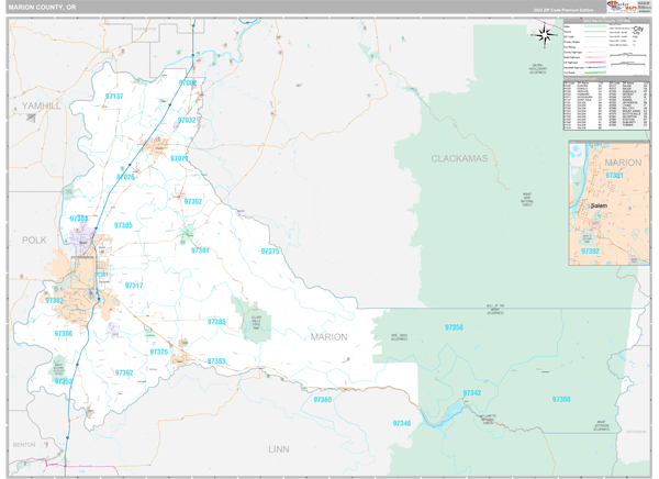 Marion County, OR Wall Map