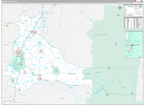 Marion County, OR Wall Map