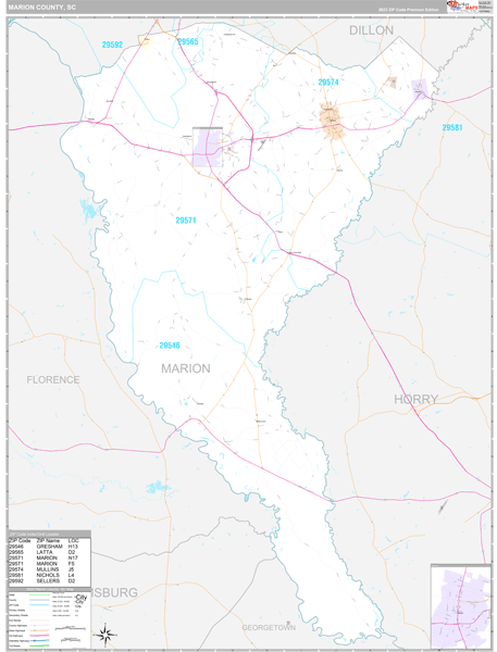 Marion County, SC Wall Map
